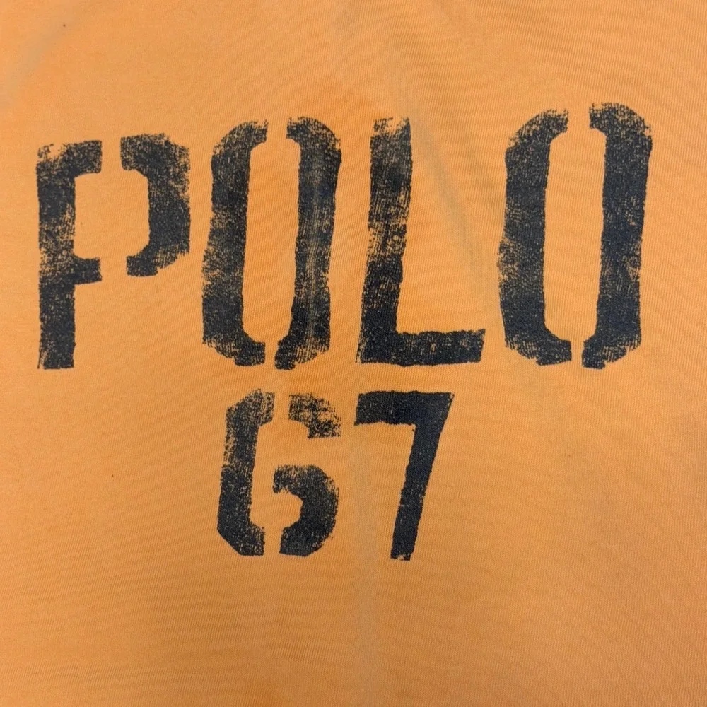 Vintage Polo Sport Ralph Lauren POLO 67 Graphic T Shirt Orange Large Cotton
